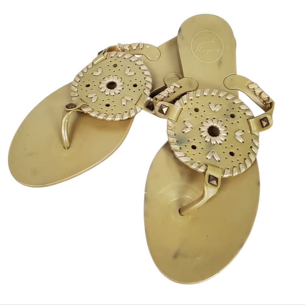 Jack Rogers Collins Sandals Gold Jelly Size 9 Academia Mermaidcore Slip On Derby